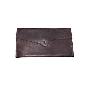 Brown Nobuck Leather Envelope Fold over Wallet Bag